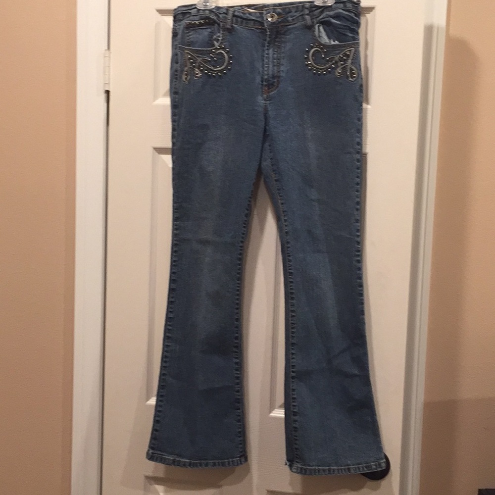 Daniel embroidered, sequined boot cut jeans